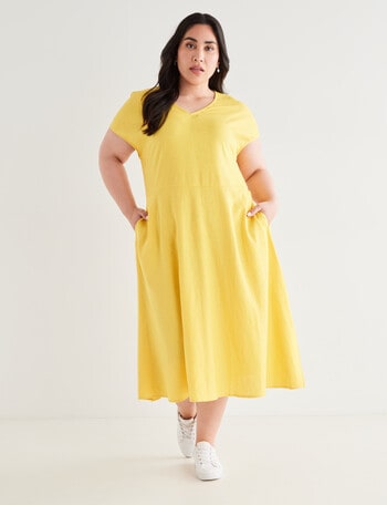 Studio Curve Fit & Flare Dress, Yellow product photo