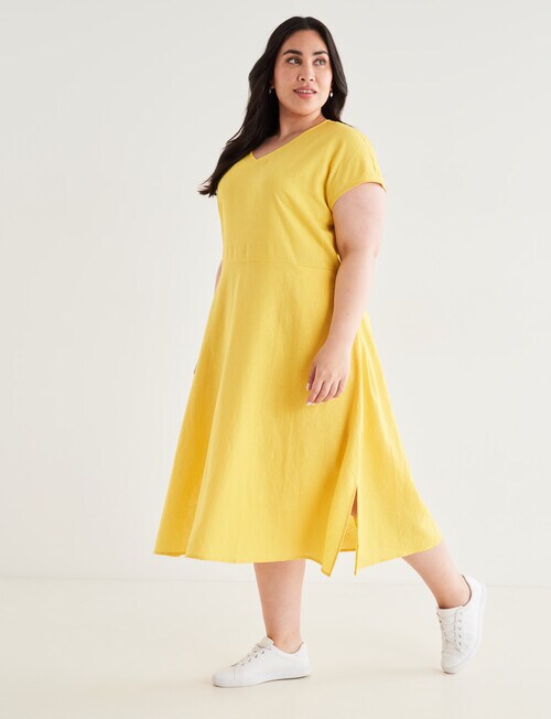 Studio Curve Fit & Flare Dress, Yellow product photo View 03 L