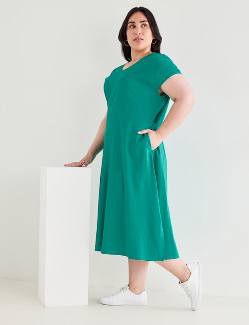 Studio Curve Fit & Flare Dress, Green product photo View 03 L