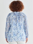 Studio Curve Ditsy Floral Blouse, Blue & White product photo View 02 S