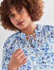 Studio Curve Ditsy Floral Blouse, Blue & White product photo View 04 S