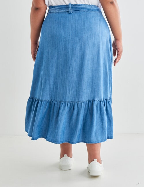 Studio Curve Wrap Lyocell Denim Skirt, Blue product photo View 02 L