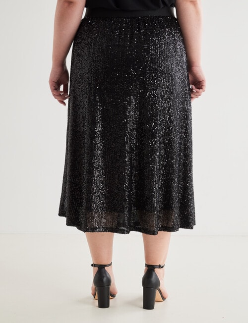 Studio Curve Sequins Midi Skirt, Black product photo View 02 L
