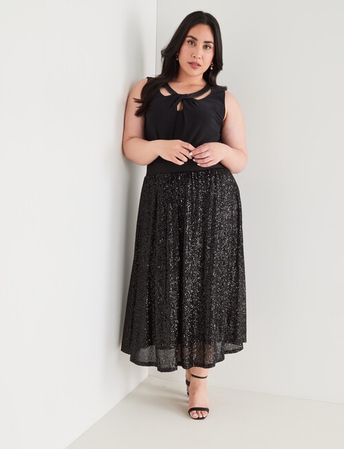 Studio Curve Sequins Midi Skirt, Black product photo View 03 L
