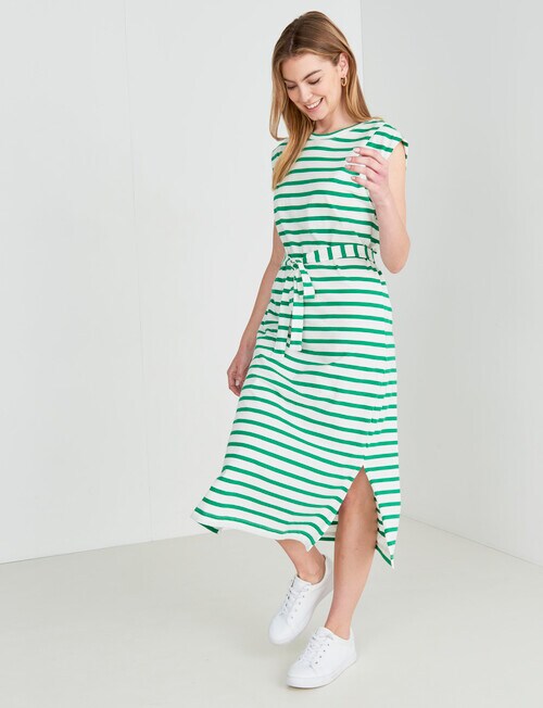 Zest Holiday Shop Knit Tee Dress, Green & White product photo View 03 L