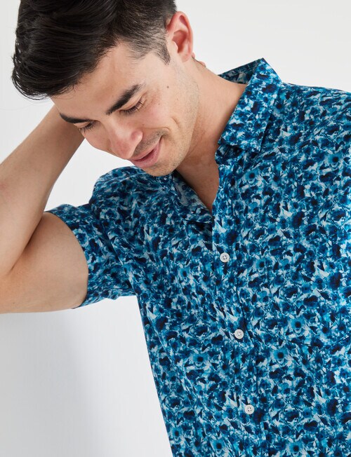 L+L Abstract Floral Shirt, Blue product photo View 04 L