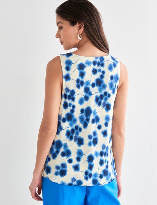 Whistle Printed Cowl Neck Tank Top, Azure product photo View 02 L