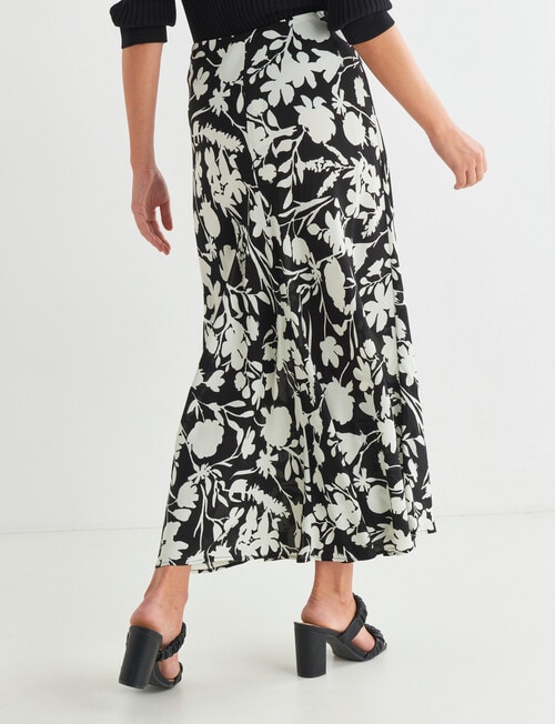 Whistle Floral Fit and Flare Midi Skirt Black & White product photo View 02 L