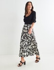 Whistle Floral Fit and Flare Midi Skirt Black & White product photo View 03 S