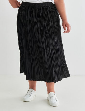 Studio Curve Crushed Midi Skirt, Black product photo