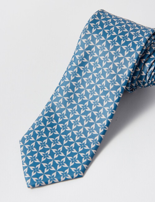 Laidlaw + Leeds Fancy Geometric Tie, 7cm, Teal product photo View 02 L