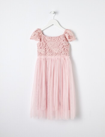 Mac & Ellie Formal Maisie Lace Tulle Dress, Dusty Pink product photo