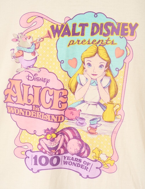 Licensed Disney 100 Vintage Alice PJ Set, Cream & Lilac, 8-16 product photo View 02 L
