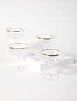 CinCin Kingston Champagne Saucer, Gold Rim, Set of 4 product photo