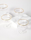 CinCin Kingston Champagne Saucer, Gold Rim, Set of 4 product photo View 02 S