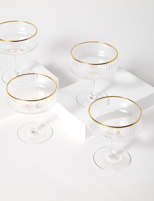CinCin Kingston Champagne Saucer, Gold Rim, Set of 4 product photo View 02 L