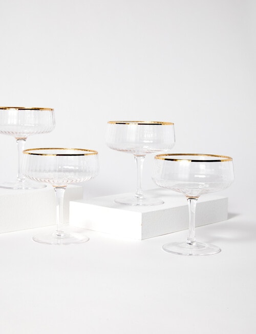 CinCin Kingston Champagne Saucer, Gold Rim, Set of 4 product photo View 03 L