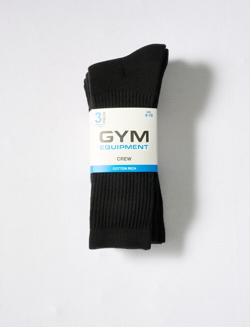 Gym Equipment Crew Cushion Sock, 3-Pack Black product photo View 02 L
