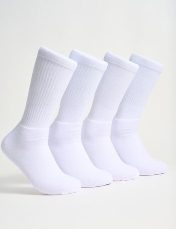 Gym Equipment Crew Cushion Foot Sock, 3-Pack, White product photo
