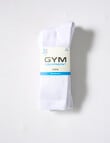 Gym Equipment Crew Cushion Foot Sock, 3-Pack, White product photo View 02 S
