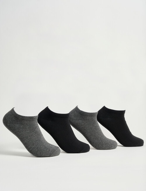 Gym Equipment Lightweight Liner Sock, 4-Pack, Black & Grey product photo