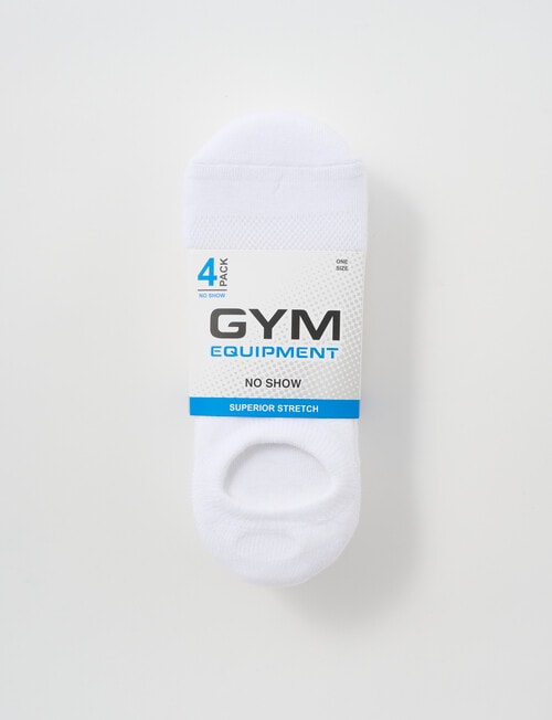 Gym Equipment No-Show Sock, 4-Pack, White product photo View 02 L