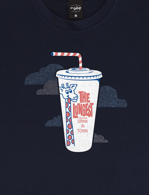 Mr Vintage Longest Drink In Town Tee, Navy product photo View 02 L
