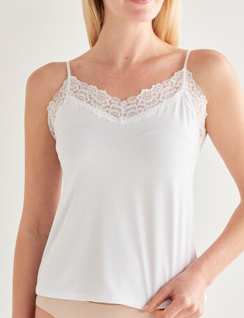 Lyric Microfibre Lace Cami Top, White product photo