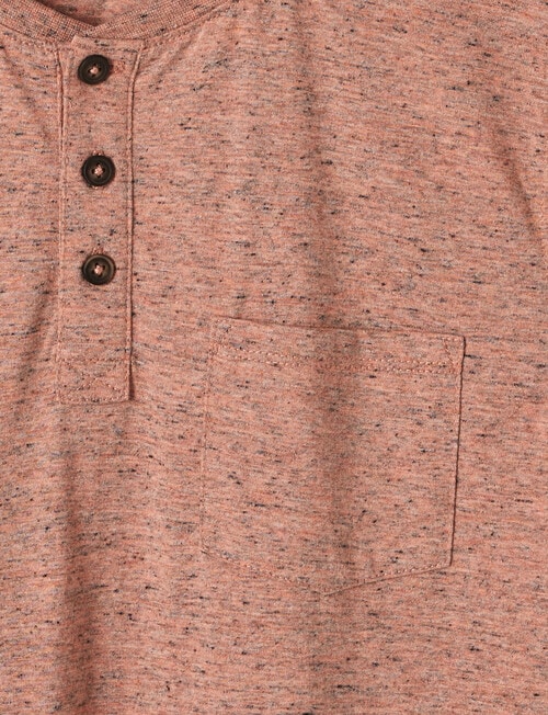 No Issue Marled Henley Short Sleeve Tee, Rust product photo View 02 L