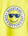 Wavetribe Sun's Out Fun's Out Short Sleeve Rash Top, Yellow product photo View 02 S