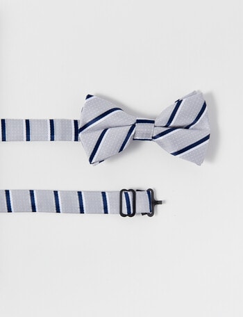 Laidlaw + Leeds Fancy Stripe Bow Tie, Silver product photo