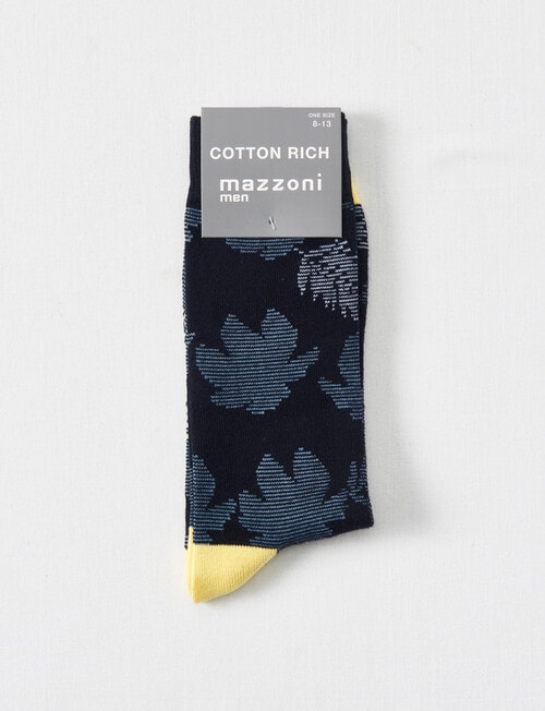 Mazzoni Flower Cotton-Blend Dress Sock, Navy product photo View 02 L