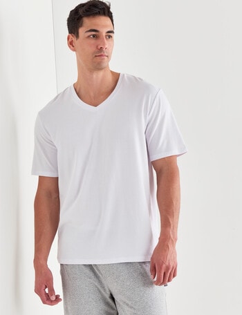 Mazzoni Loungewear Knit V-Neck Tee, White product photo