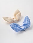 Switch Gingham Knot Bow Hair Ties, 2-Piece, Blue & Natural product photo