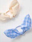 Switch Gingham Knot Bow Hair Ties, 2-Piece, Blue & Natural product photo View 03 S