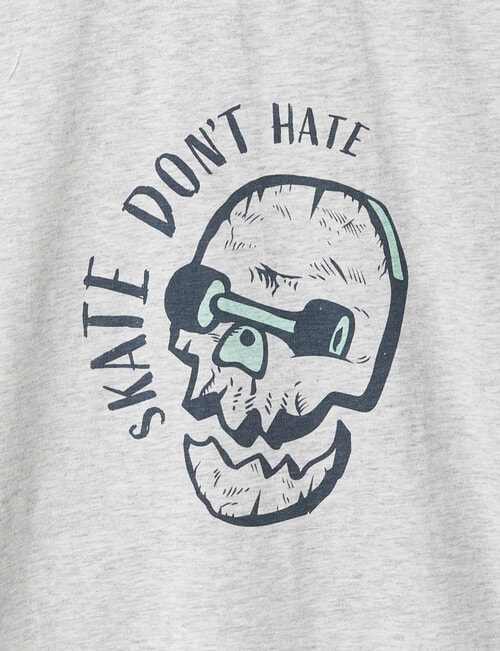 Sleep Squad Skate Don't Hate Knit Short PJ Set, Grey, 8-16 product photo View 02 L
