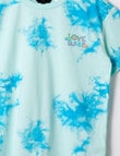 Sleep Squad Tie Dye Bike Short PJ Set, Washed Turquoise & Sky, 8-16 product photo View 03 S