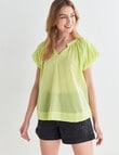 Zest Puff Sleeve Voile Top, Lime product photo View 04 S