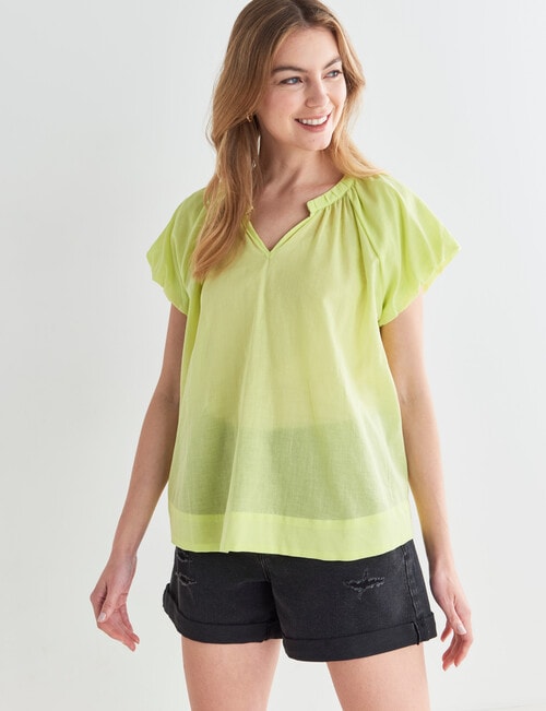 Zest Puff Sleeve Voile Top, Lime product photo View 04 L