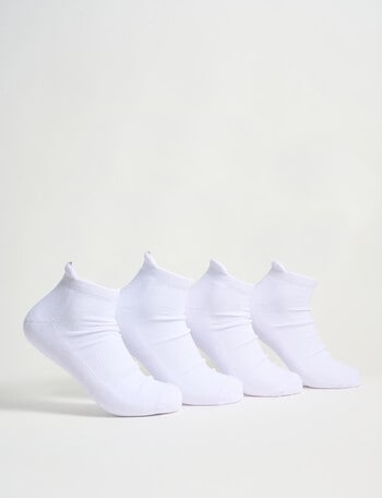Gym Equipment Low Cut Tab Cushion Foot Sock, 4-Pack, White product photo