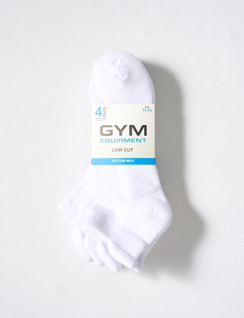 Gym Equipment Low Cut Tab Cushion Foot Sock, 4-Pack, White product photo View 02 L