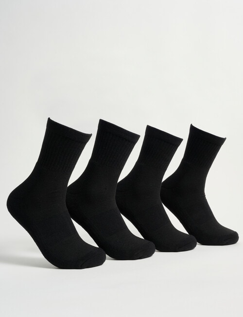 Gym Equipment Quarter Crew Cushion Foot Sock, 4-Pack, Black - Socks