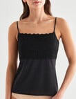 Essence Lace Square Neck Cami Top, Black product photo