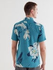Tarnish Floral Short Sleeve Shirt, Teal product photo View 02 S