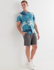 Tarnish Floral Short Sleeve Shirt, Teal product photo View 03 S