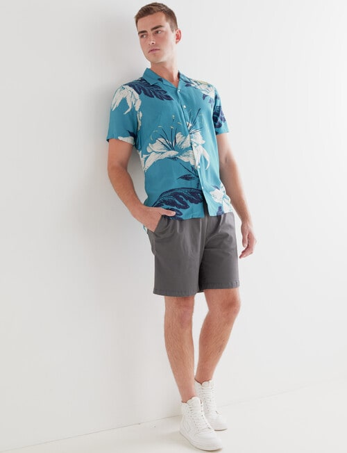 Tarnish Floral Short Sleeve Shirt, Teal product photo View 03 L