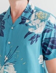 Tarnish Floral Short Sleeve Shirt, Teal product photo View 04 S
