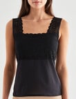 Essence Lace Square Neck Singlet, Black product photo