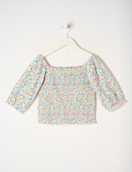 Switch Floral Short Sleeve Puff Sleeve Top, Vanilla product photo