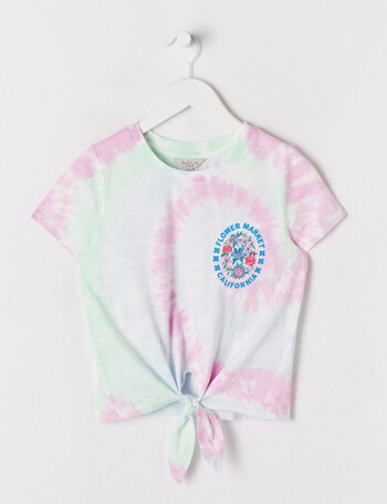 Switch Flowers Tie Front Short Sleeve Tee, Lilac Tie Dye product photo